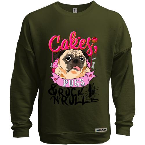 Свитшот без начеса Cakes Pugs & Rock`n`Roll